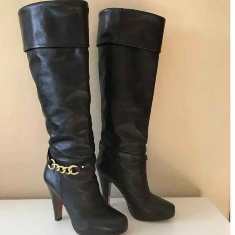 Coach Aida black over the knee leather boots size 6